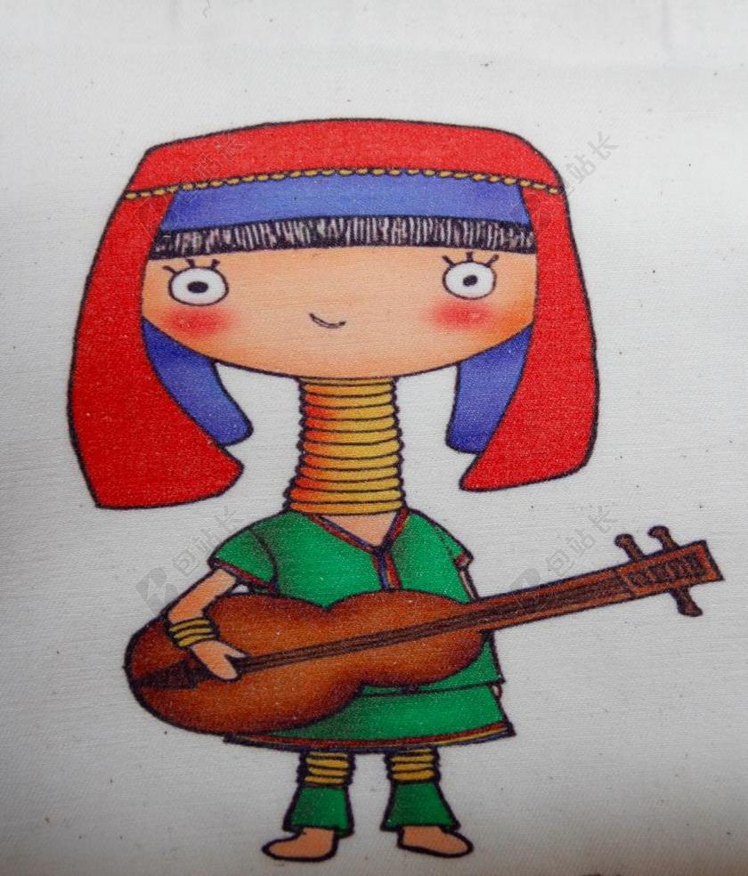 白色广告创意设计小女孩弹吉他背景图片