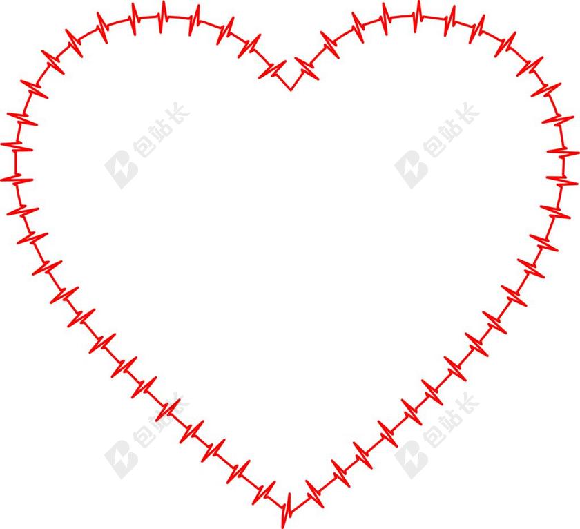 红色设计抽象爱心形状和心跳背景图片