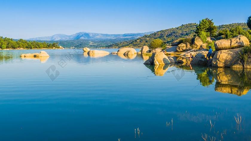 沼泽岸边 水 阿维拉 旅游 捕鱼 岩 乡村