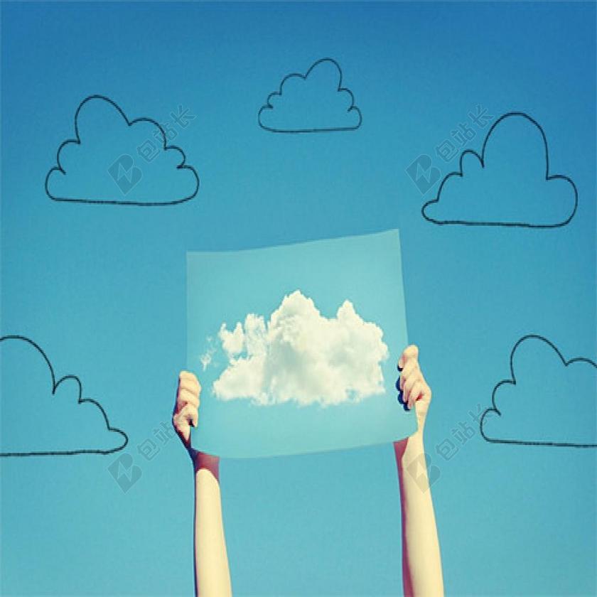 云 云绘图 云计算的海报 云标志 卫星云图 举着牌子