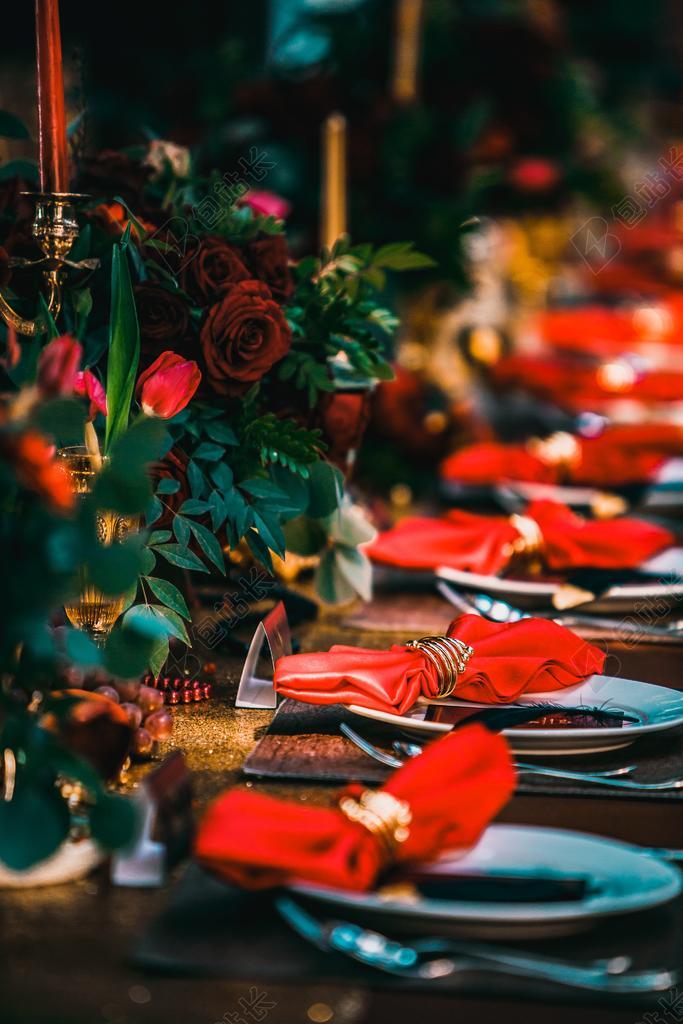 餐饮清新餐巾背景图片