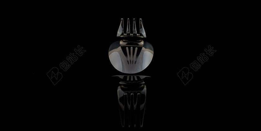 银黑餐饮餐具极简刀叉餐具摆拍摄影背景图片