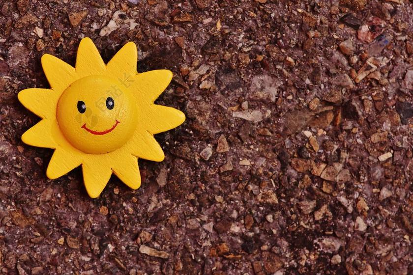 咖啡色泥土沙壤黄色装饰花朵背景图片