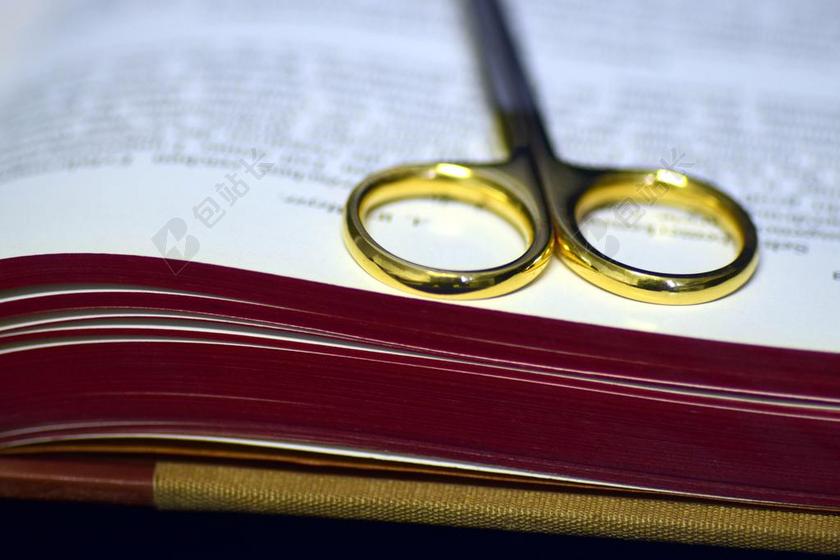 清新书籍上的剪刀背景图片