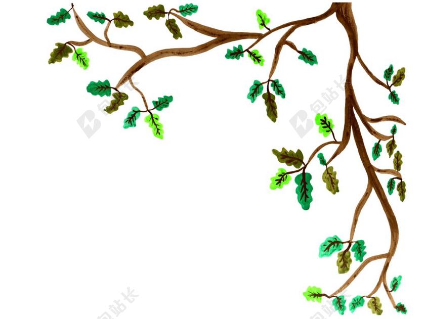 艺术清新树枝树叶图画艺术创作绘画背景图片