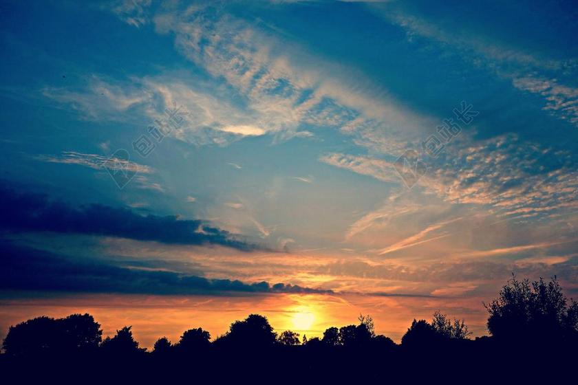 日落 傍晚的天空 黄昏 天空 地平线 天际线 云