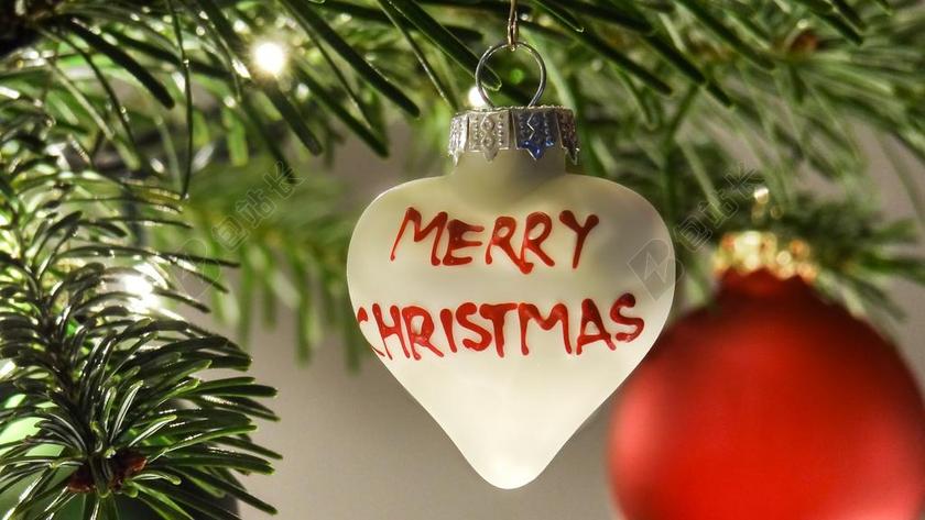 装饰品清新挂在树上的爱心灯节日装饰庆祝背景图片