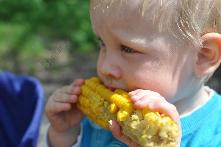 儿童 吃 玉米 健康 孩子 男孩