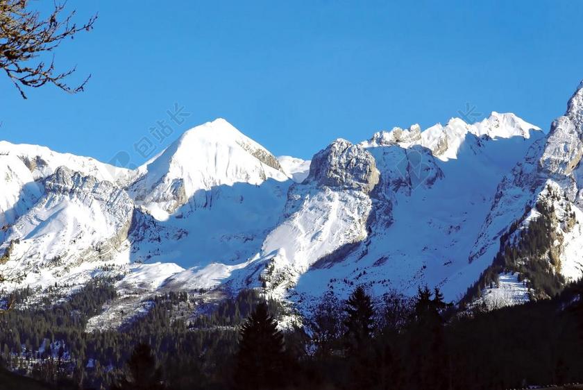 阿尔卑斯山 勃朗峰(MONT BLANC) 点 山 雪 冰川