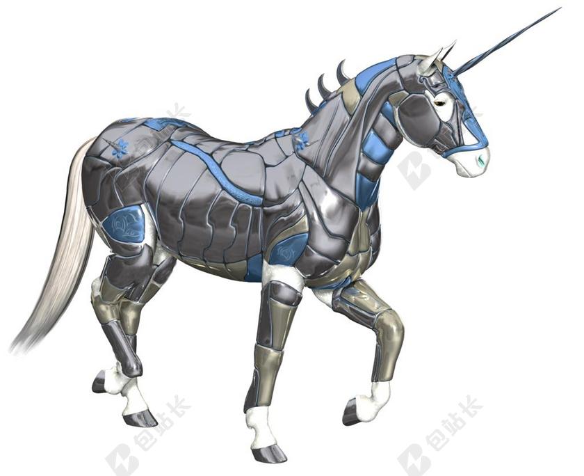 独角兽 盔甲 幻想 仙女 故事 白 神话 角 设计 3D
