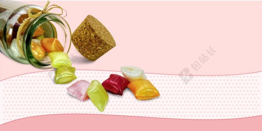 彩色食物甜蜜玻璃瓶里面的糖果美食零食背景图片