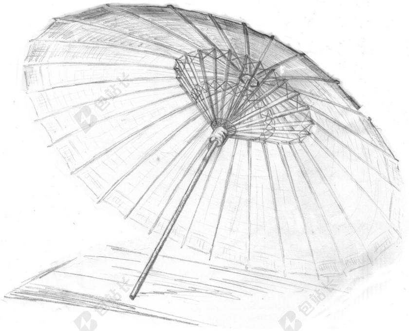 摄影简约灰白艺术绘画伞背景图片