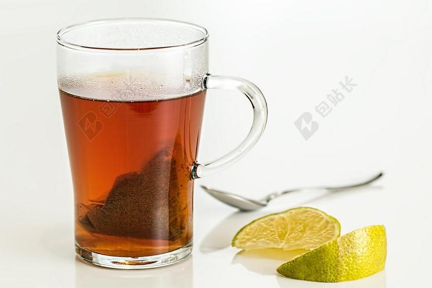 黄色餐饮清新下午茶玻璃杯喝饮料背景图片