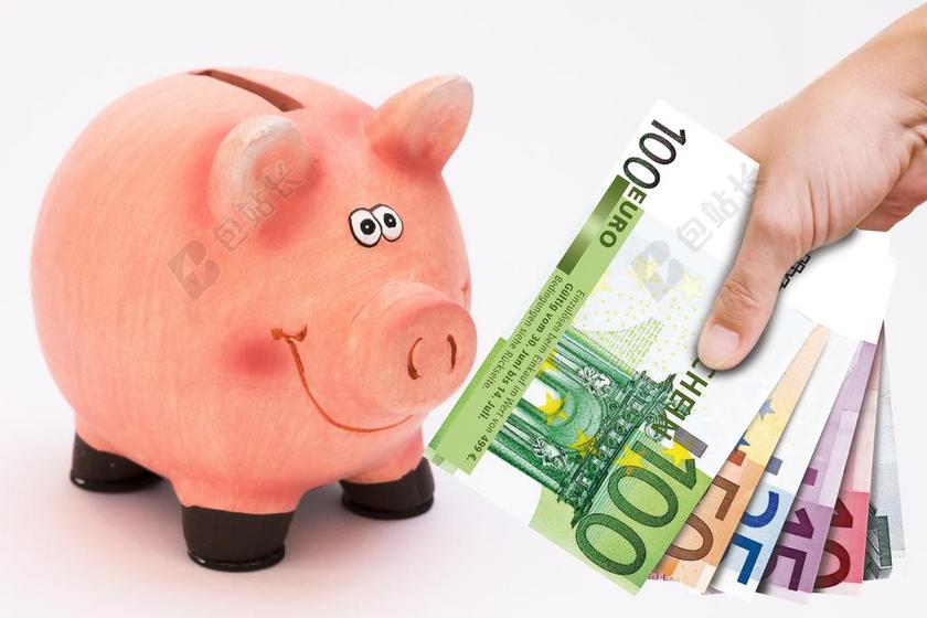 金融商务储蓄罐纸币背景图片