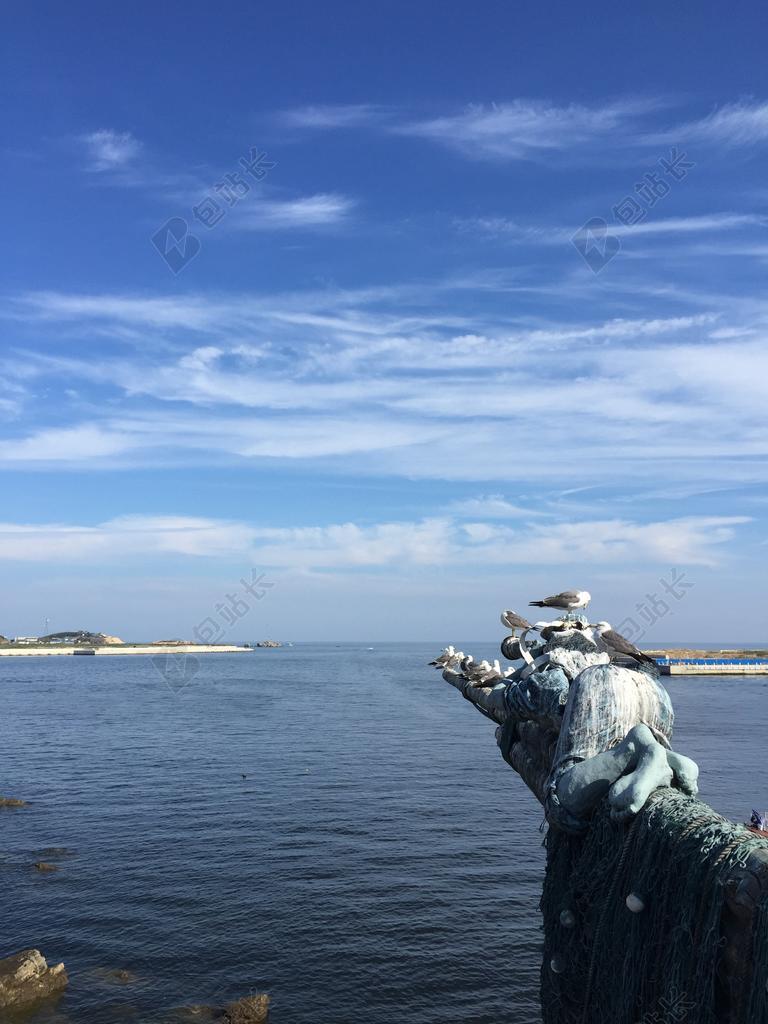 海边 蓝天白云 大海 老虎滩海洋公园 大连