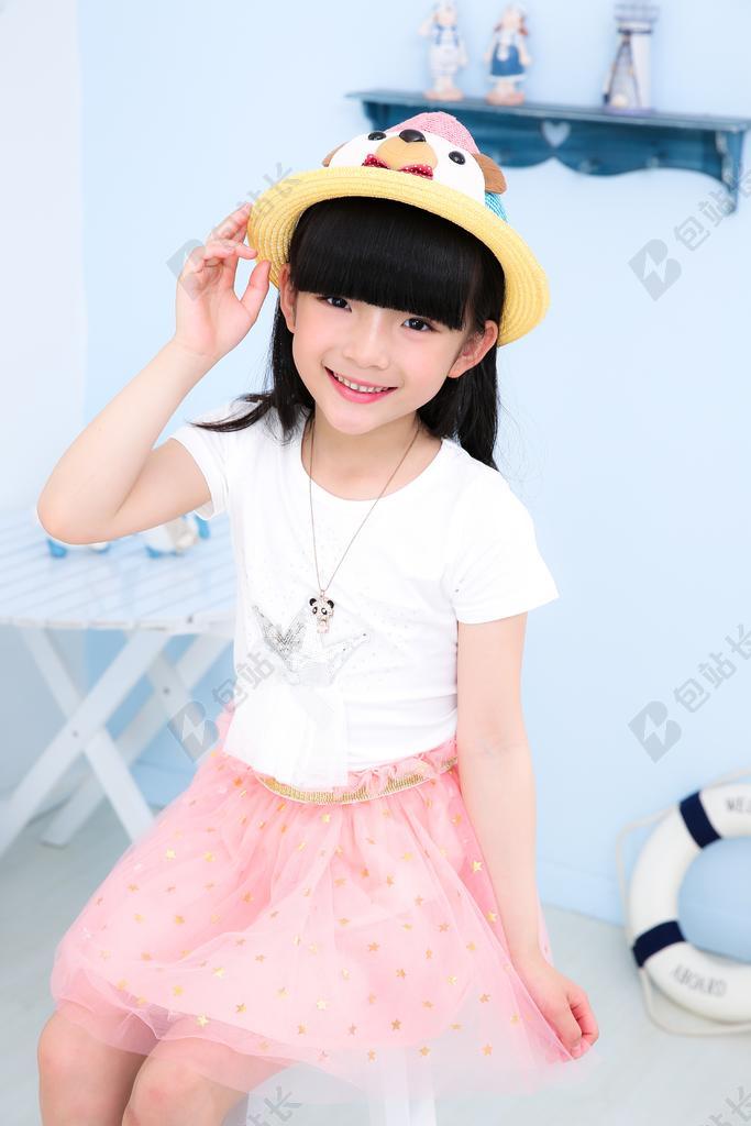儿童 女孩 肖像 写真 帽子 投标 亚洲 裙子