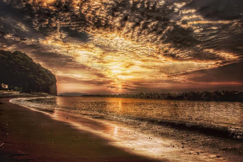 日出 朝日新闻 景观 视图 早晨 天空 海 云 日本 反射
