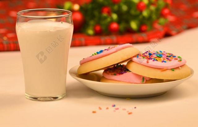 牛奶饼干节日小吃饮料板度假美味背景图片