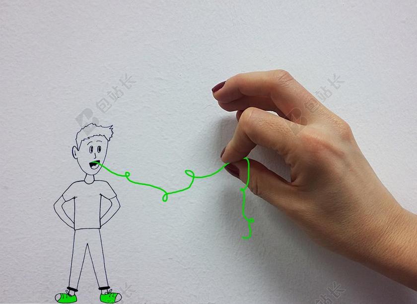 人创意手和说话小人背景图片