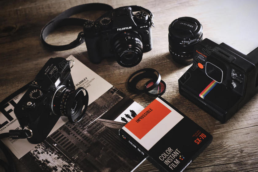 黑色摄影唯美几台相机办公背景图片