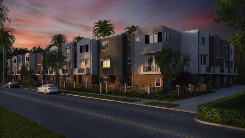 黄昏色旅游自然住宅区城市背景图片