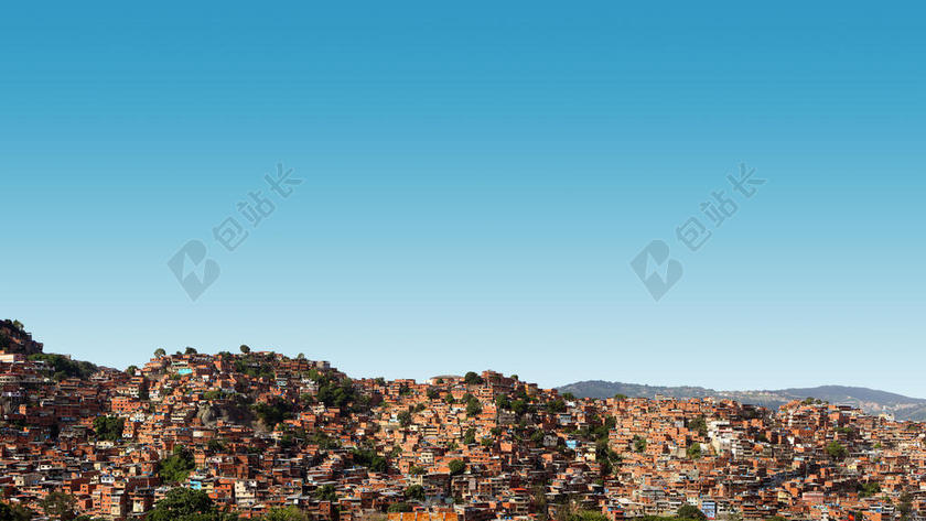 山坡上矮小的民房背景图片