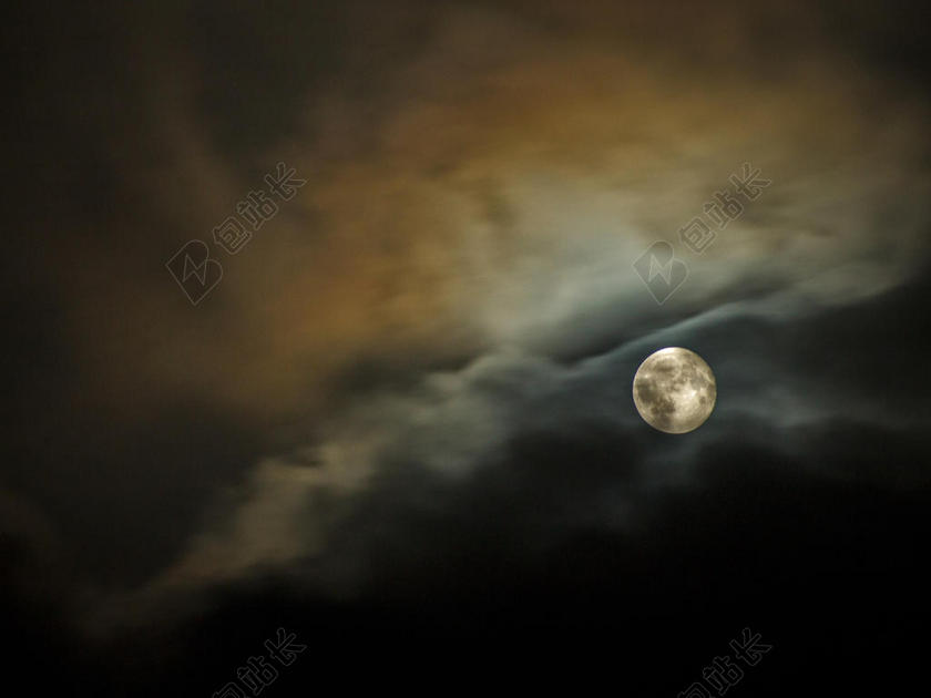 黑白自然夜空中的明月自然月背景图片