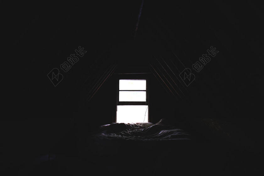 阁楼里的方形窗背景图片