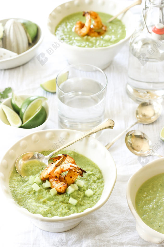 白绿餐饮清新盘子美食食物背景图片