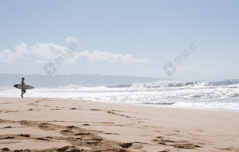 白色的海浪和冲浪者背景图片