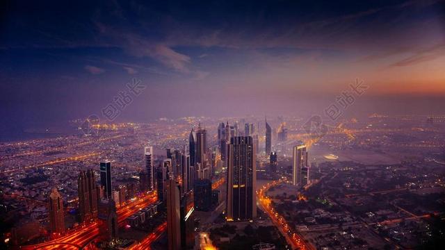 商务建筑城市夜景背景图片
