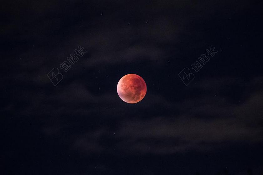 夜晚红色的月亮背景图片