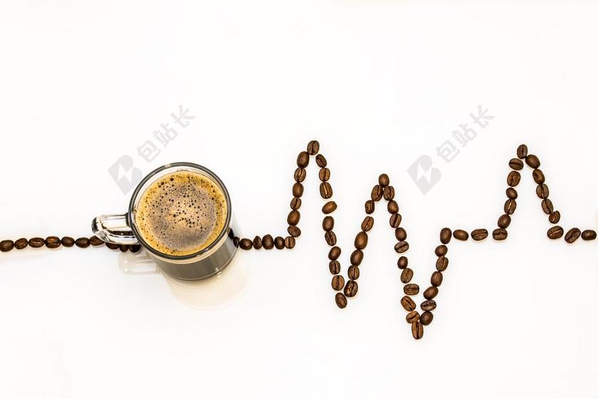 咖啡杯 咖啡 杯 咖啡豆 心电图曲线 咖啡泡沫 提提神 喝