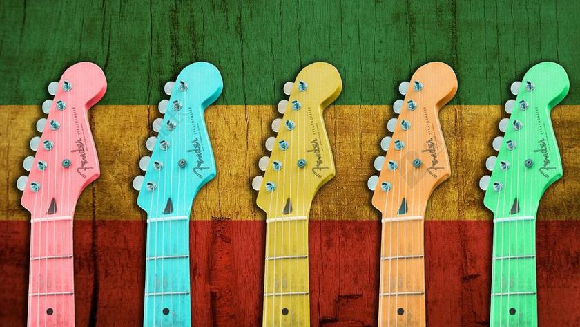 彩色音乐清新吉他背景图片