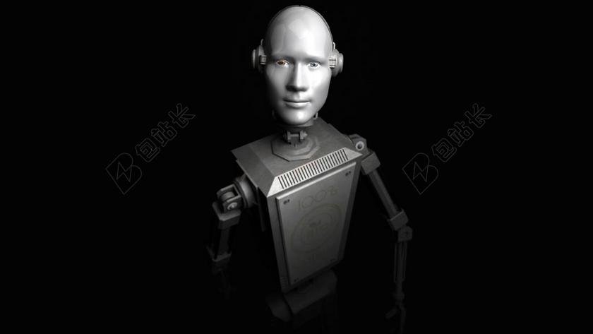 灰色设计人类机器人模型背景图片