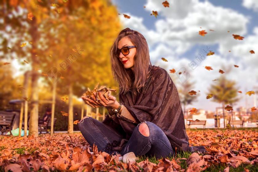 模型 肖像 秋 日落 时尚 性质 大自然 模特 风格 壁纸