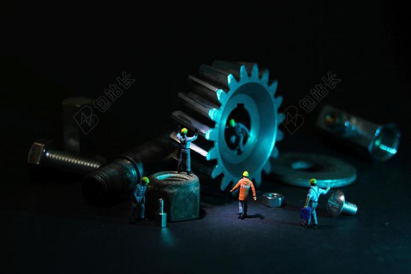 黑色机械工程齿轮微型锁匠工作背景图片