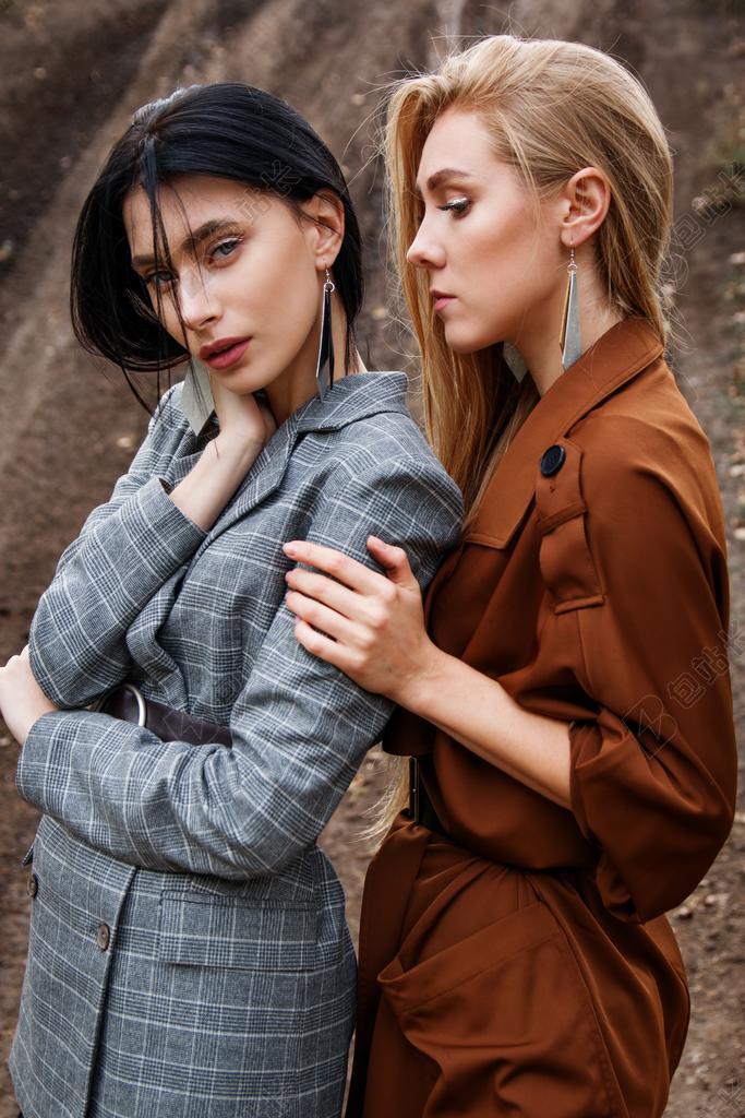 女孩 黑发 海 土地 秋季 耳环 发 模型 美丽 性质