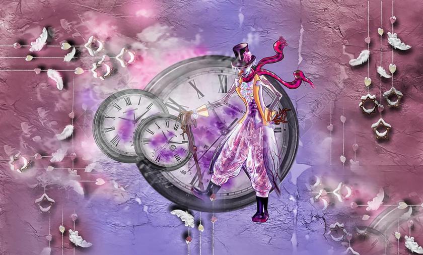 壁纸 装饰 颜色 摘要 时钟 小丑 蓝色 纹理 童话 绘画