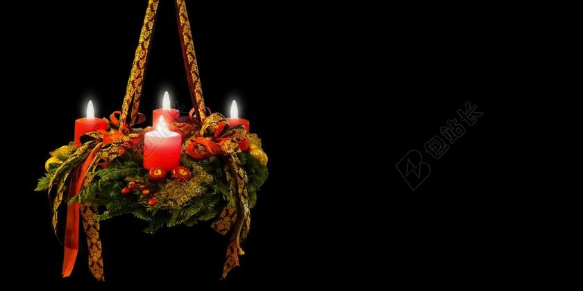 燃烧的圣诞蜡烛背景图片