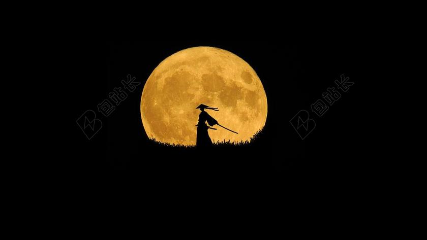 广告清新月光下的剑客背景图片