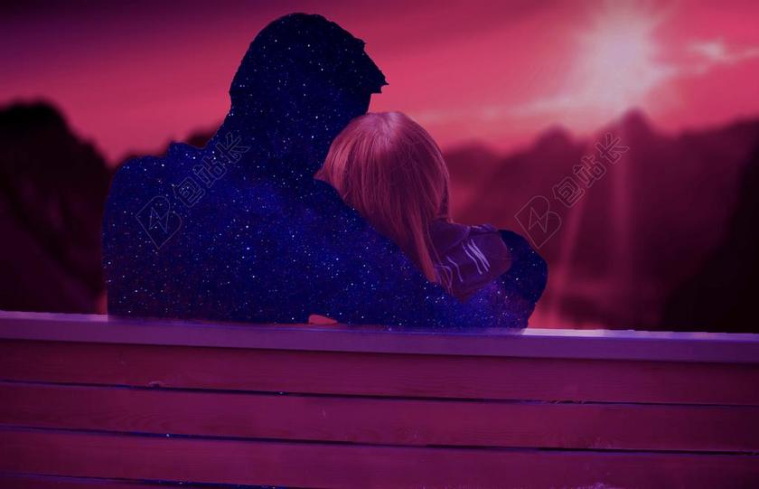 日落 宇宙 夫妇 爱情 永恒 板凳 二 情侣 年轻 幸福