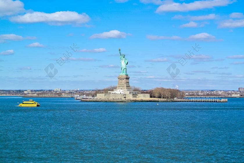 水 天空 雕像 言论自由 新增功能 纽约 美国 云 蓝色