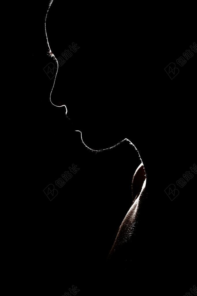 曝光 反向光 妇女 肖像 模型 美丽 人类 黑色和白色