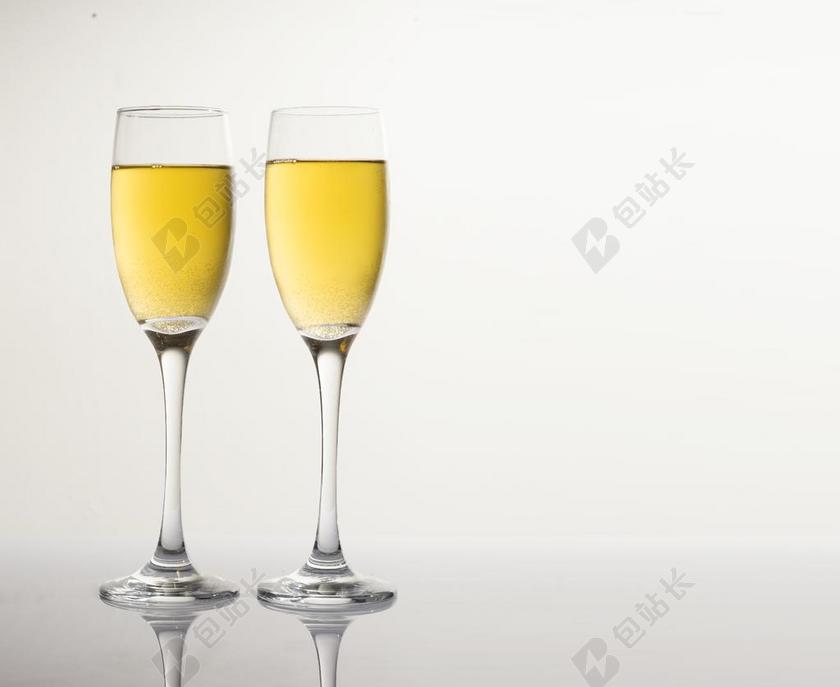 香槟 孤立 玻璃 白色 眼镜 背景 欢呼 黄 黄金 喝