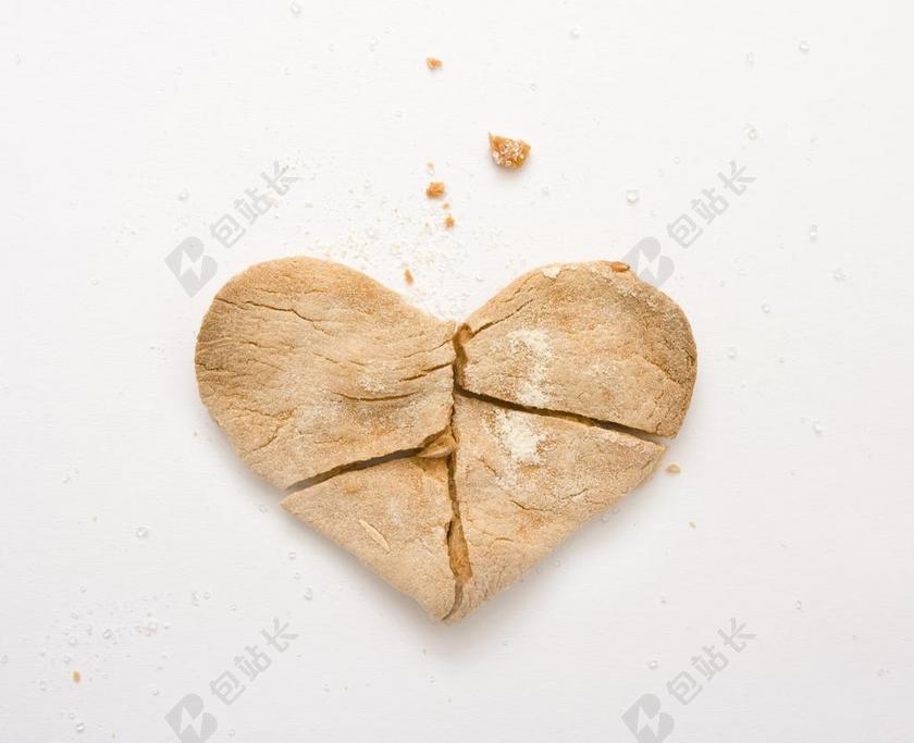 饼干 心 烘烤的 破碎 情人节 浪漫 引人注目 戏剧 感觉