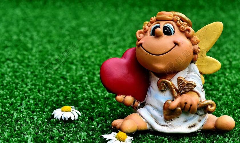 绿色婚庆卡通爱情情人节天使丘比特背景图片