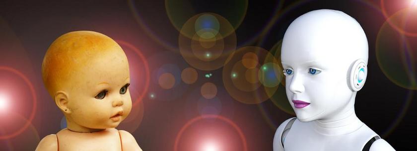 科技娃娃机器人人工智能背景图片