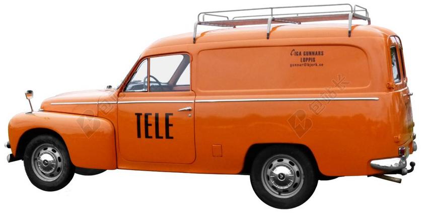 橙色复古沃尔沃汽车面包车背景图片