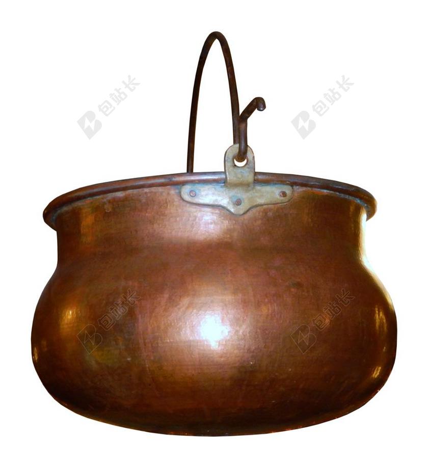 锅炉 铜锅炉 铜 闪亮 厨师 火 孤立